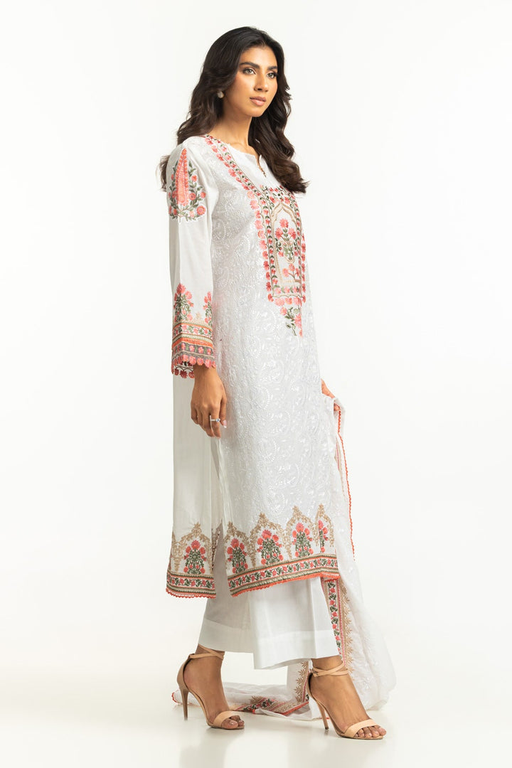 Lawn Embroidered White Stitched Suit - Gul Ahmed