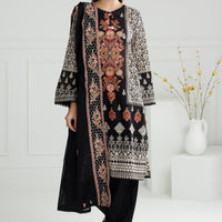 Lawn Printed Black Stitched Suit - Gul Ahmed