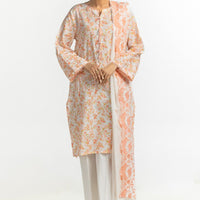 Lawn Printed Off White Stitched Suit - Gul Ahmed