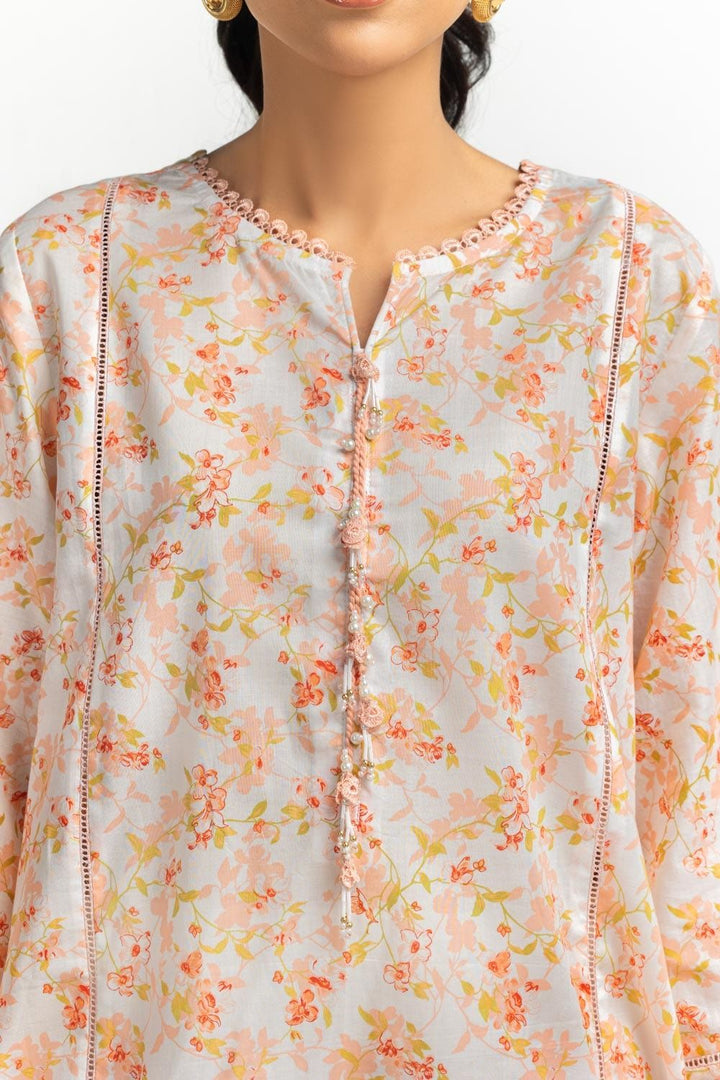 Lawn Printed Off White Stitched Suit - Gul Ahmed