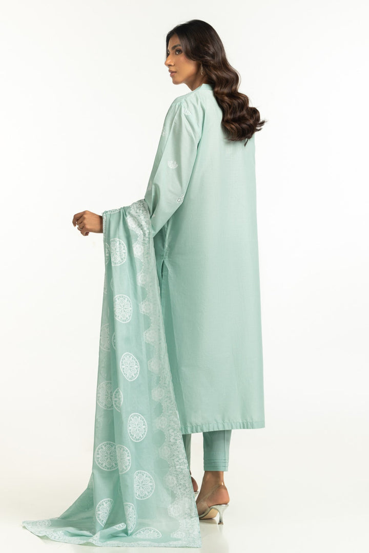 Lawn Schiffli Embroidered Green Stitched Suit - Gul Ahmed
