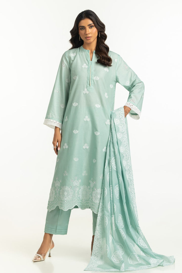 Lawn Schiffli Embroidered Green Stitched Suit - Gul Ahmed