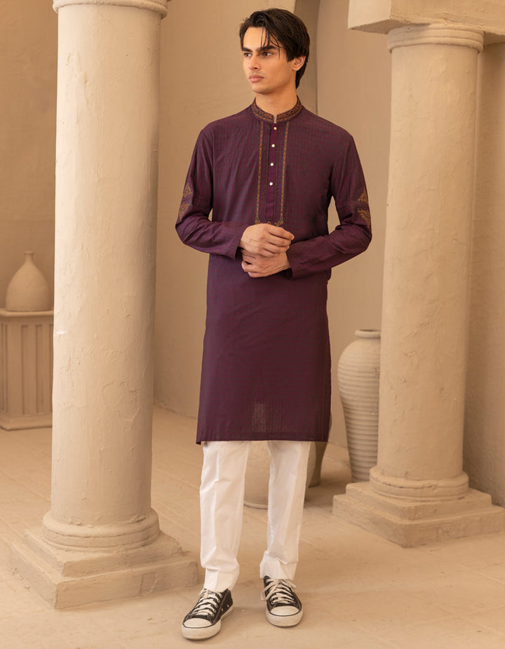 Blended Purple Special Kurta - J. Junaid Jamshed
