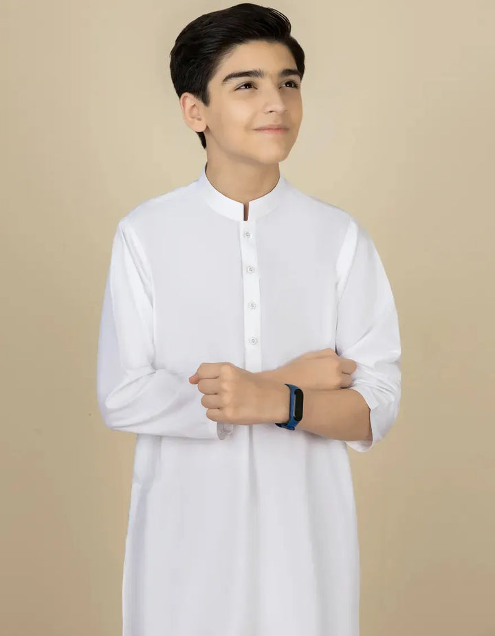 Blended White Shalwar Kameez- J. Junaid Jamshed