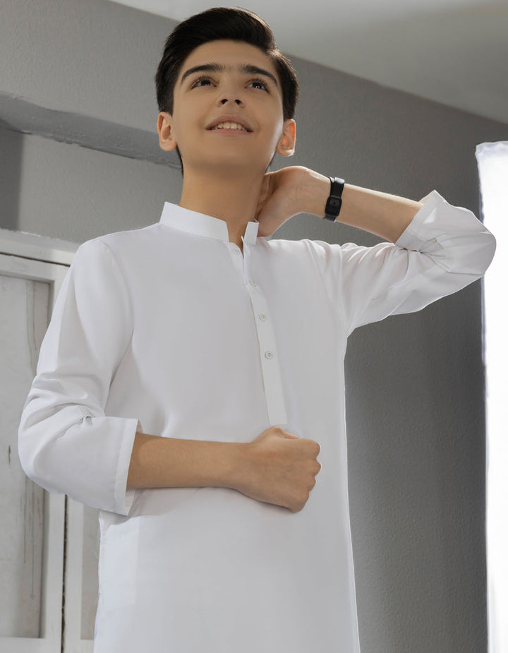 Blended White Shalwar Kameez - J. Junaid Jamshed