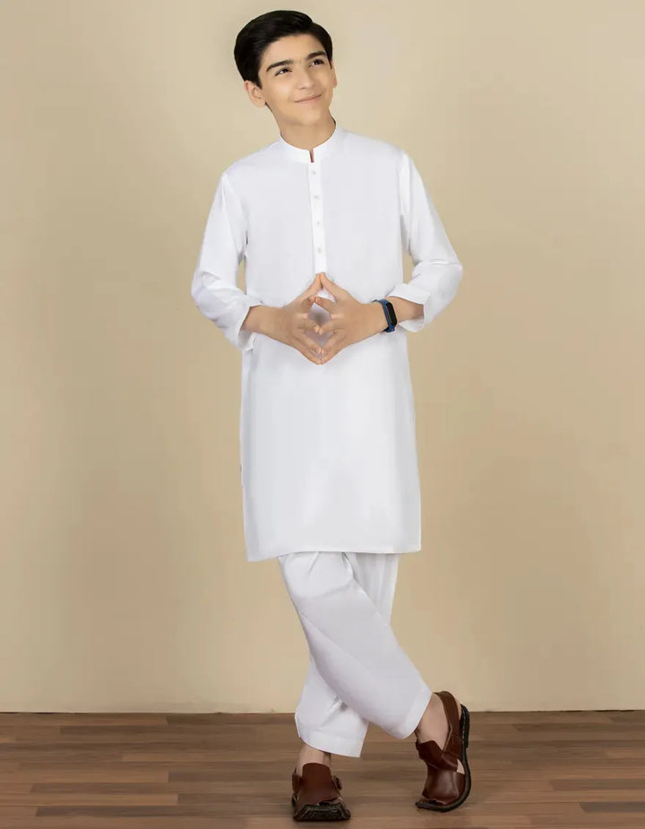 Blended White Shalwar Kameez- J. Junaid Jamshed