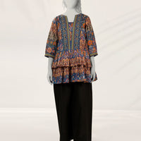 Raw Silk Blue Kurti - J. Junaid Jamshed