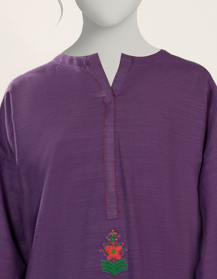 Khaddar Purple Kurti - J. Junaid Jamshed