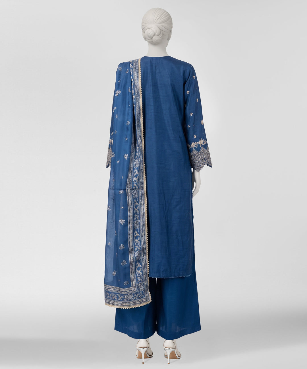 Raw Silk Royal Blue Stitched Suit - J. Junaid Jamshed