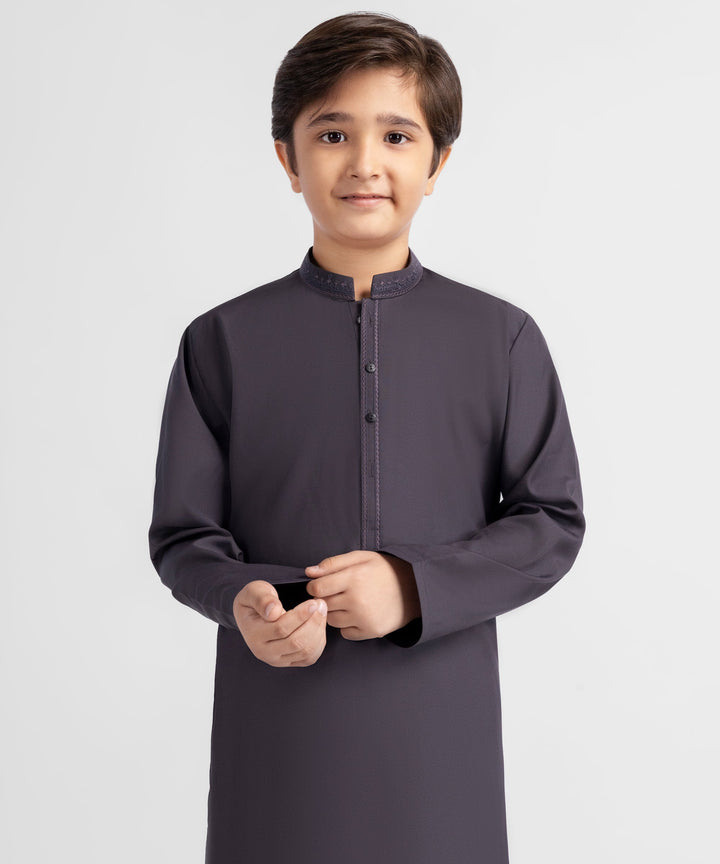 Blended Dark Grey Shalwar Kameez - J. Junaid Jamshed