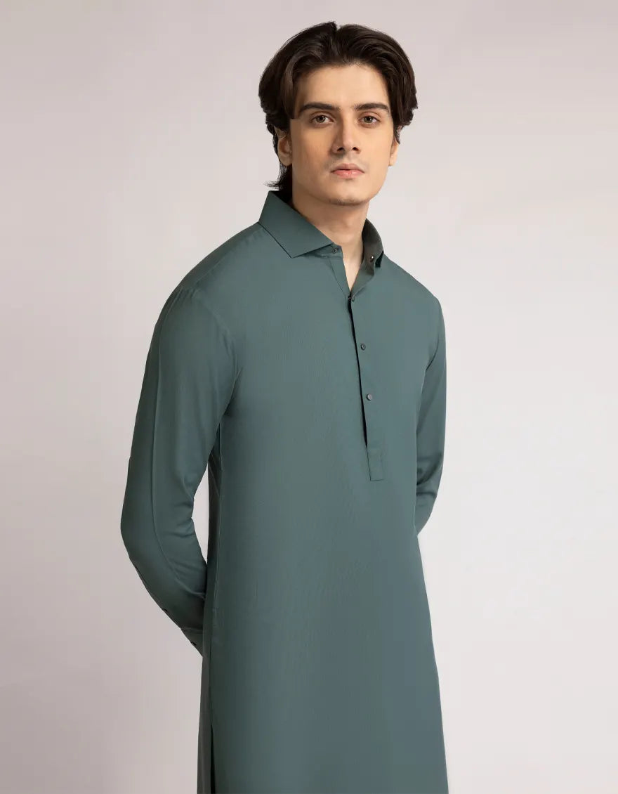 Blended Green Shalwar Kameez - J. Junaid Jamshed