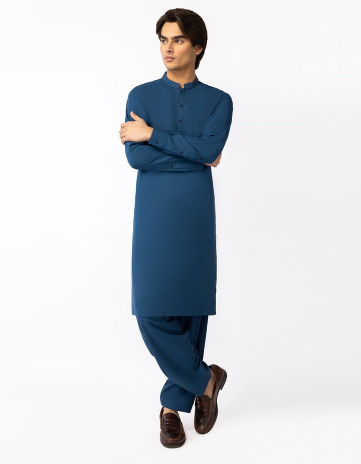 Blended Blue Shalwar Kameez - J. Junaid Jamshed