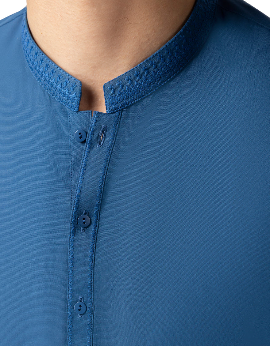 Blended Blue Shalwar Kameez - J. Junaid Jamshed