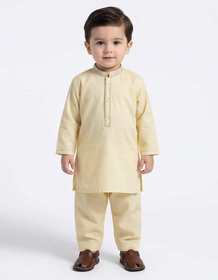 Blended Light Yellow Shalwar Kameez - J. Junaid Jamshed