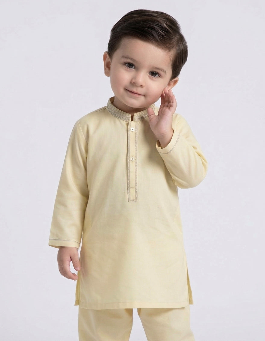 Blended Light Yellow Shalwar Kameez - J. Junaid Jamshed