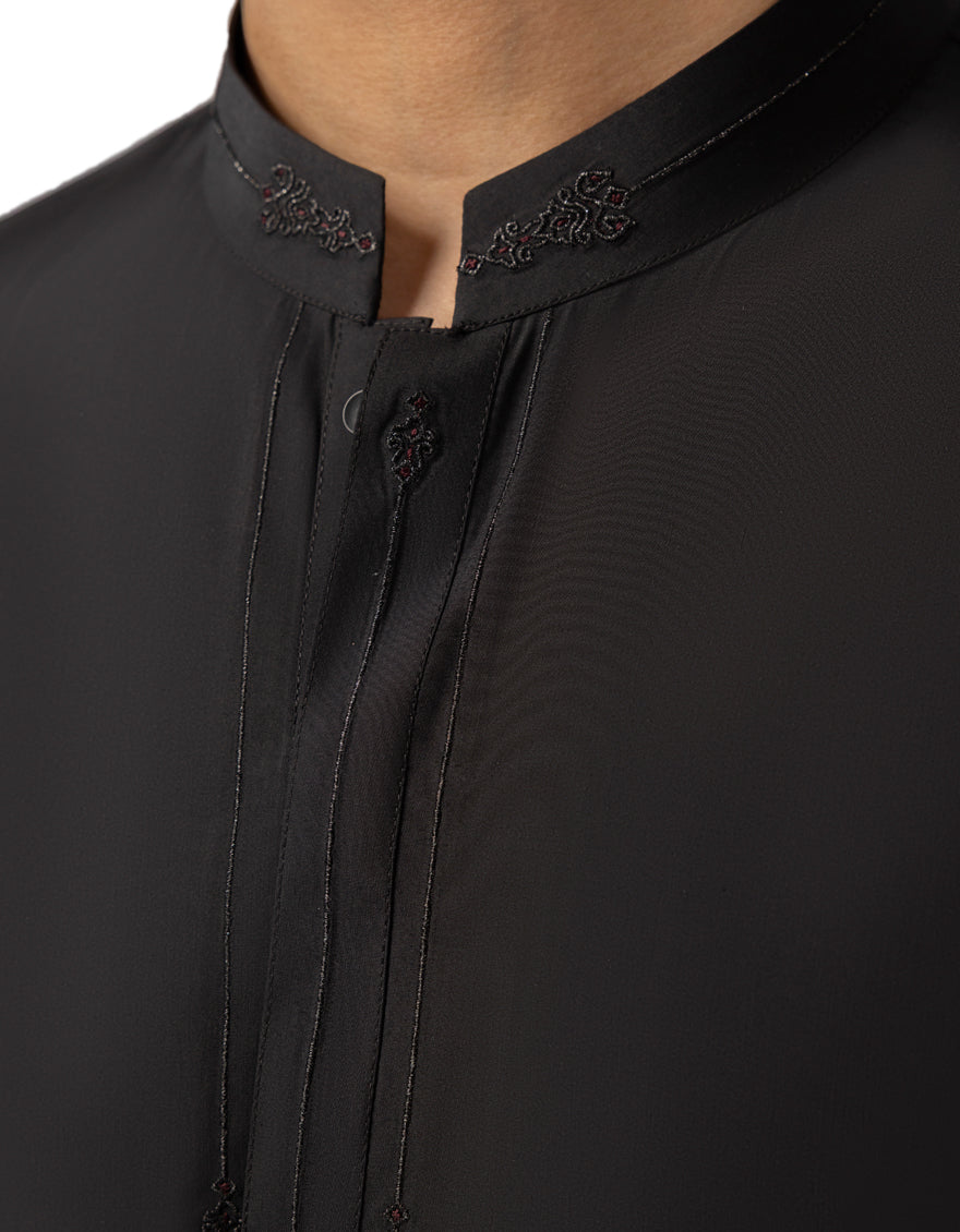 Blended Black Kurta Trouser - J. Junaid Jamshed