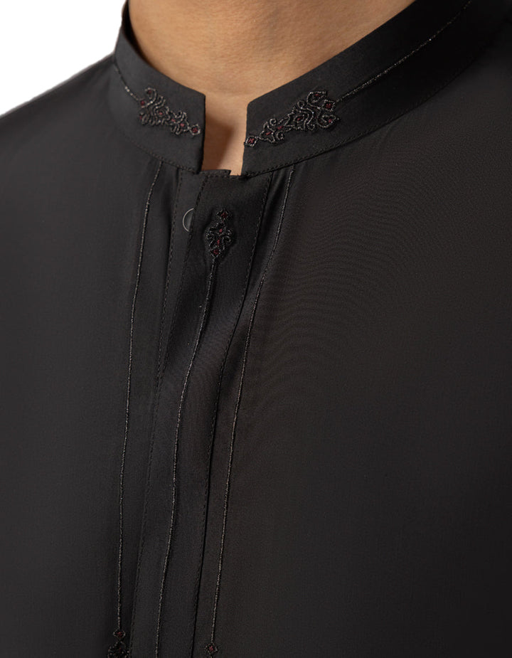 Blended Black Kurta Trouser - J. Junaid Jamshed