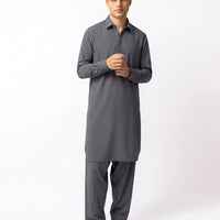 Blended Dark Grey Shalwar Kameez - J. Junaid Jamshed