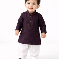 Polyester Deep Purple Shalwar Kameez - J. Junaid Jamshed