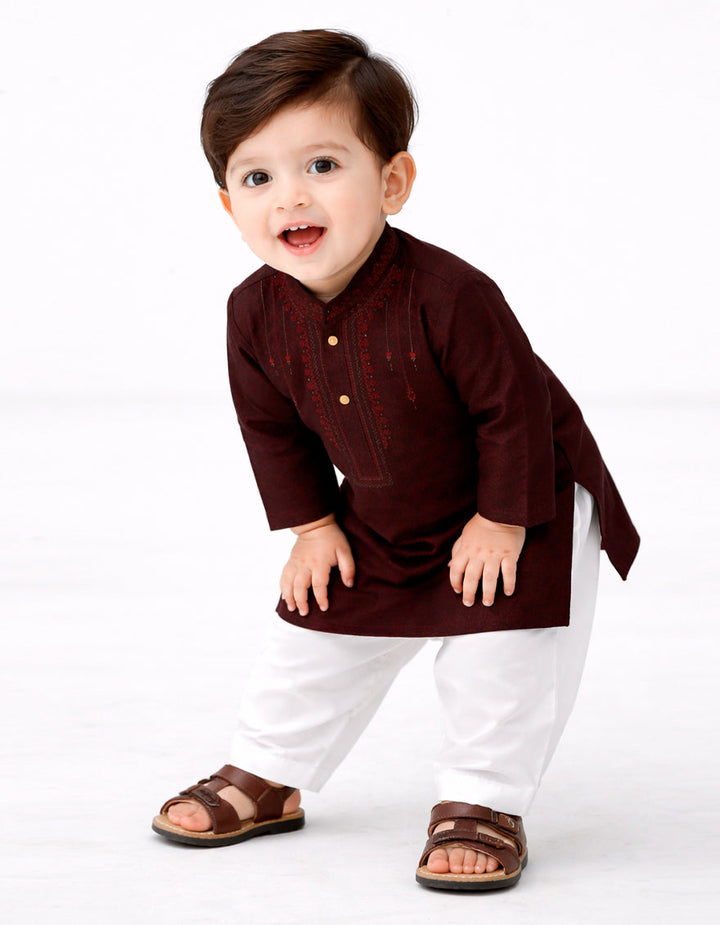 Polyester Maroon Shalwar Kameez - J. Junaid Jamshed