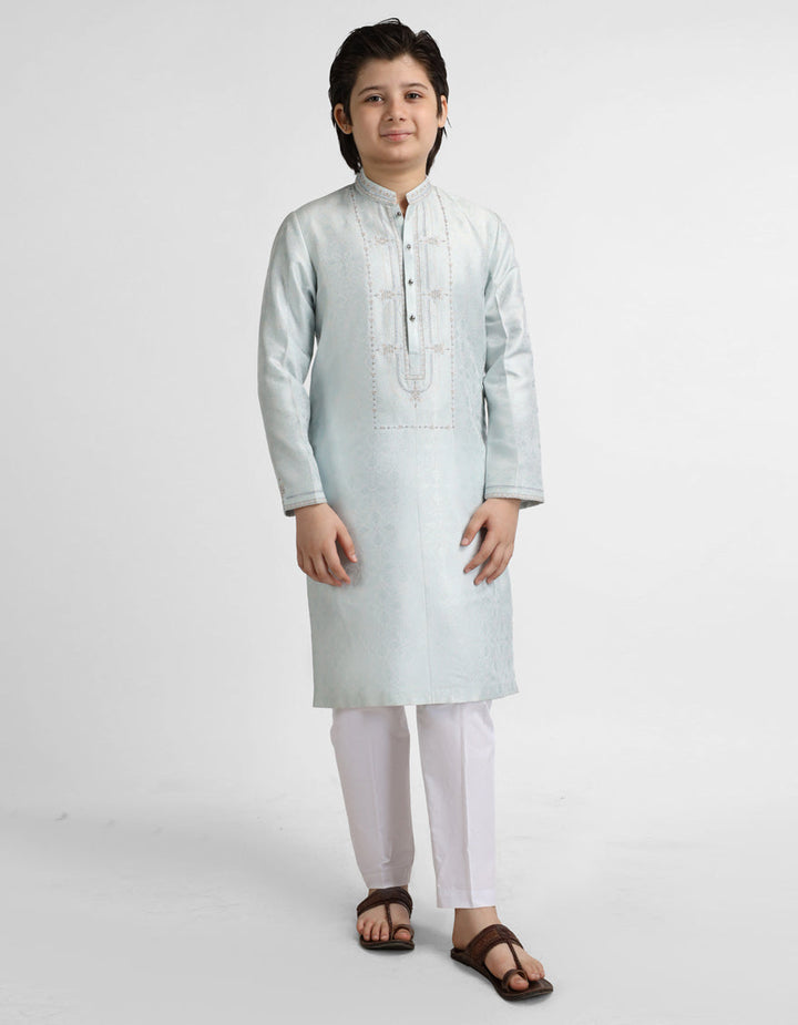 Polyester Ice Blue Special Kurta - J. Junaid Jamshed