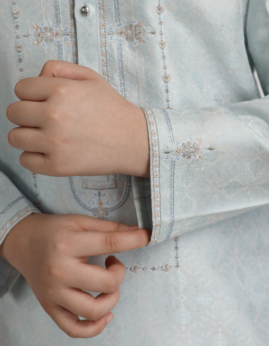 Polyester Ice Blue Special Kurta - J. Junaid Jamshed