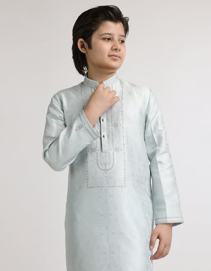 Polyester Ice Blue Special Kurta - J. Junaid Jamshed