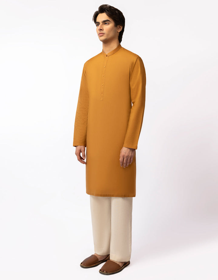 Cotton Light Brown Kurta - J. Junaid Jamshed