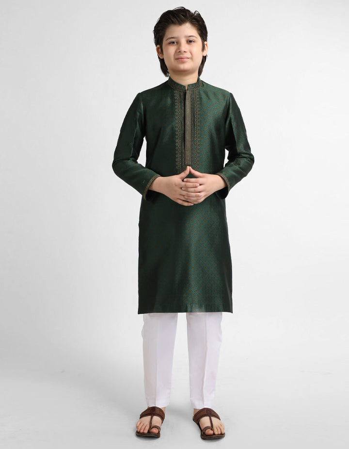 Polyester Green Special Kurta - J. Junaid Jamshed