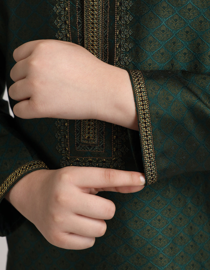 Polyester Green Special Kurta - J. Junaid Jamshed