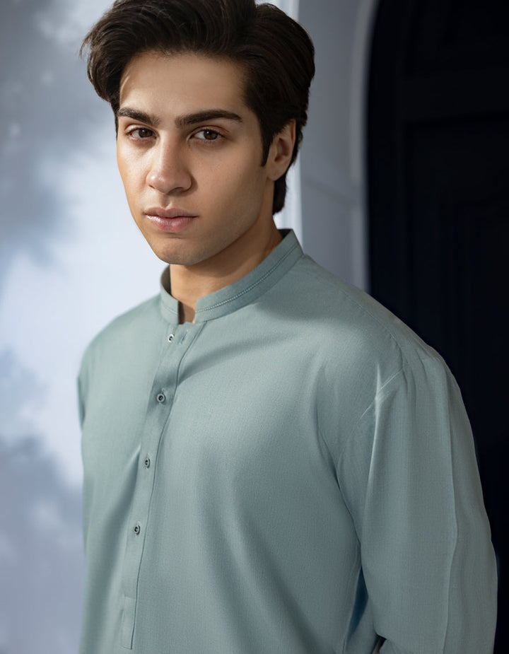 Blended Jade Green Kurta Trouser - J. Junaid Jamshed