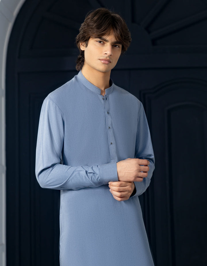 Blended Blue Kurta Trouser - J. Junaid Jamshed
