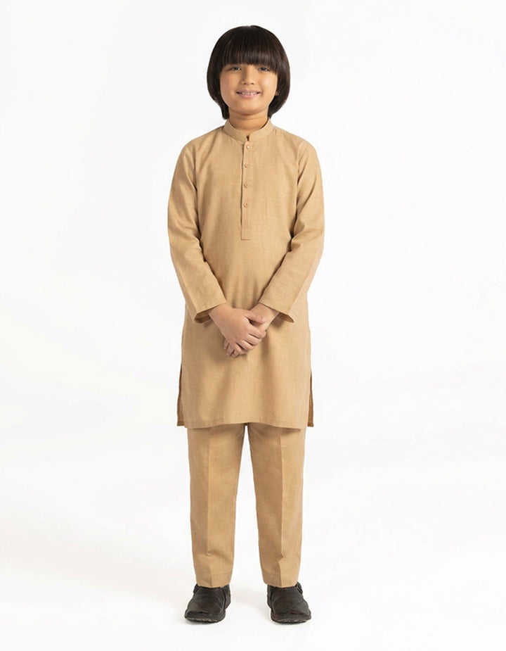 Blended Biscuit Brown Kurta Trouser - J. Junaid Jamshed