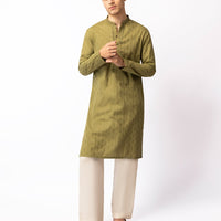 Cotton Mehndi Green Kurta - J. Junaid Jamshed