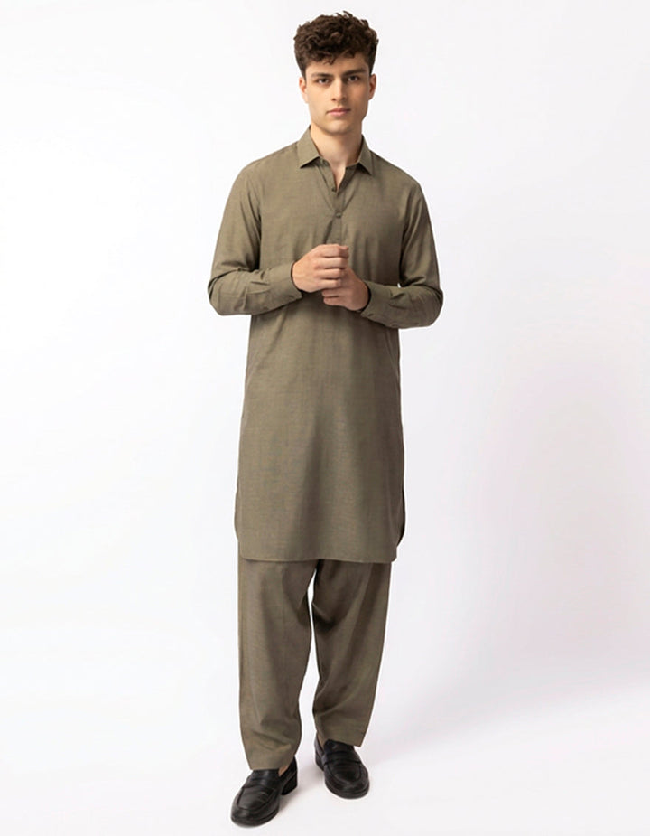 Cotton Brown Shalwar Kameez - J. Junaid Jamshed