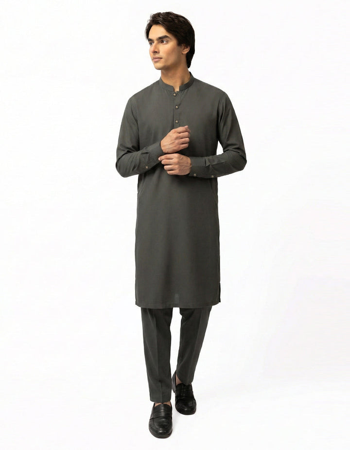 Cotton Grey Kurta Trouser - J. Junaid Jamshed