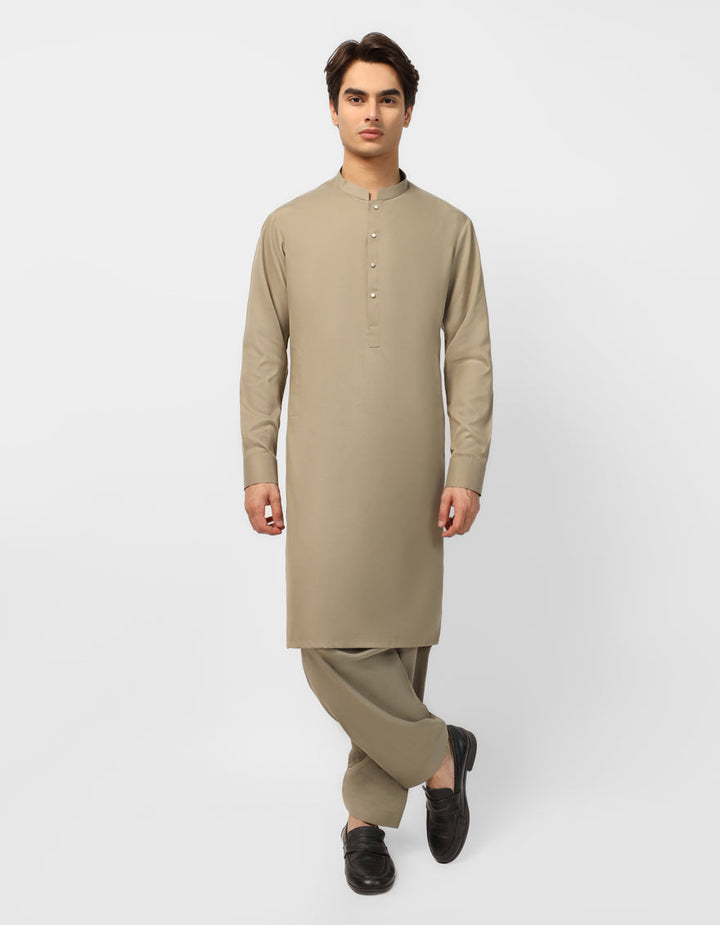 Blended Olive Shalwar Kameez - J. Junaid Jamshed