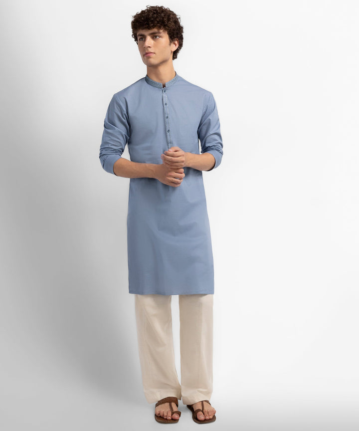 Cotton Light Blue Kurta - J. Junaid Jamshed