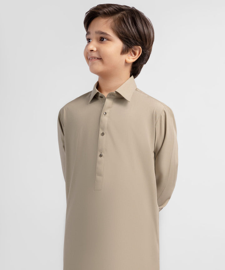 Blended Beige Shalwar Kameez - J. Junaid Jamshed