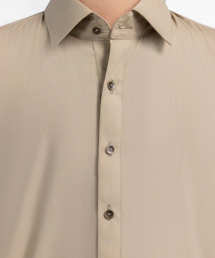 Blended Beige Shalwar Kameez - J. Junaid Jamshed