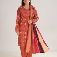 Linen Dull Pink Stitched Suit - Nishat