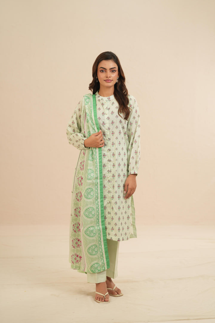 Viscose Lawn Light Mint Stitched Suit - Nishat