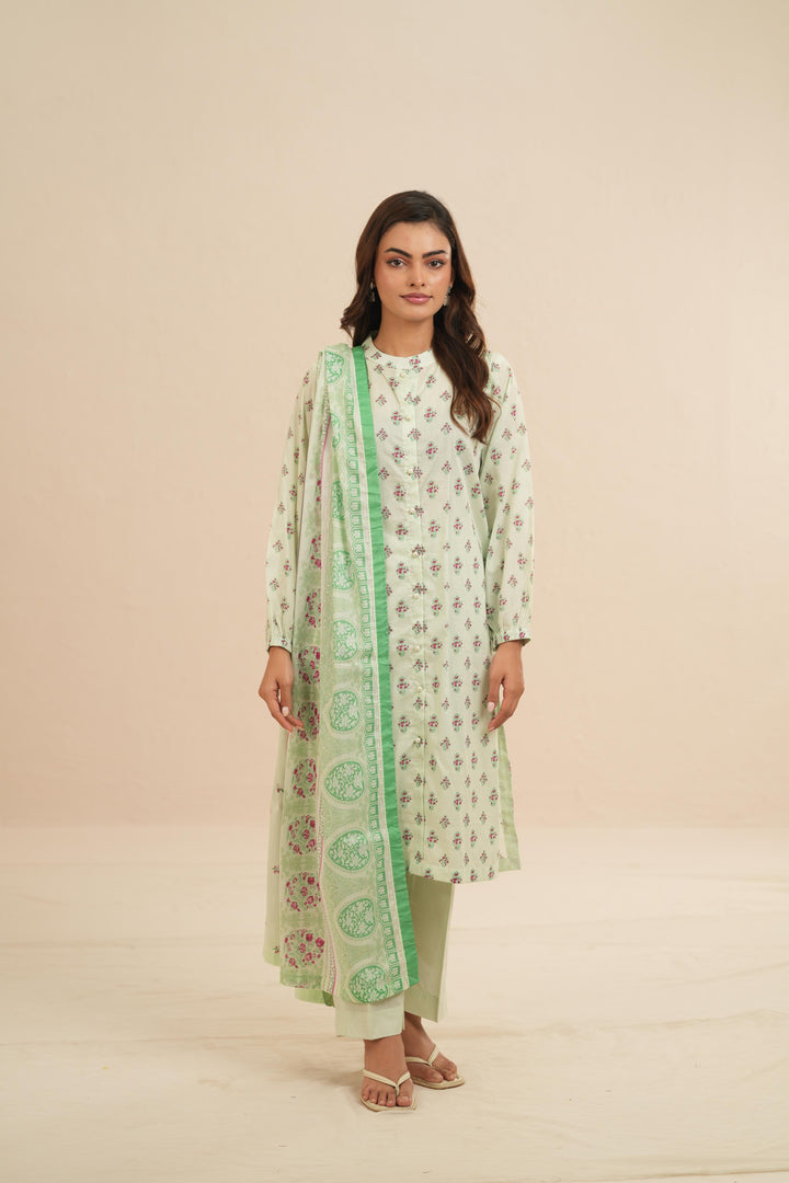 Viscose Lawn Light Mint Stitched Suit - Nishat