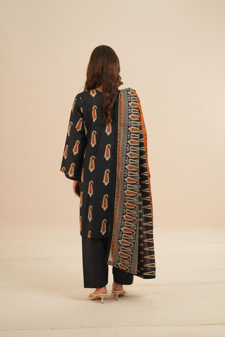 Lawn Black Stitched Suit - Nishat