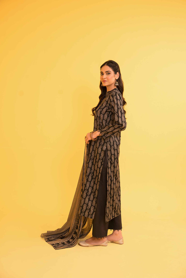 Lawn Black Unstitched Suit - Nishat