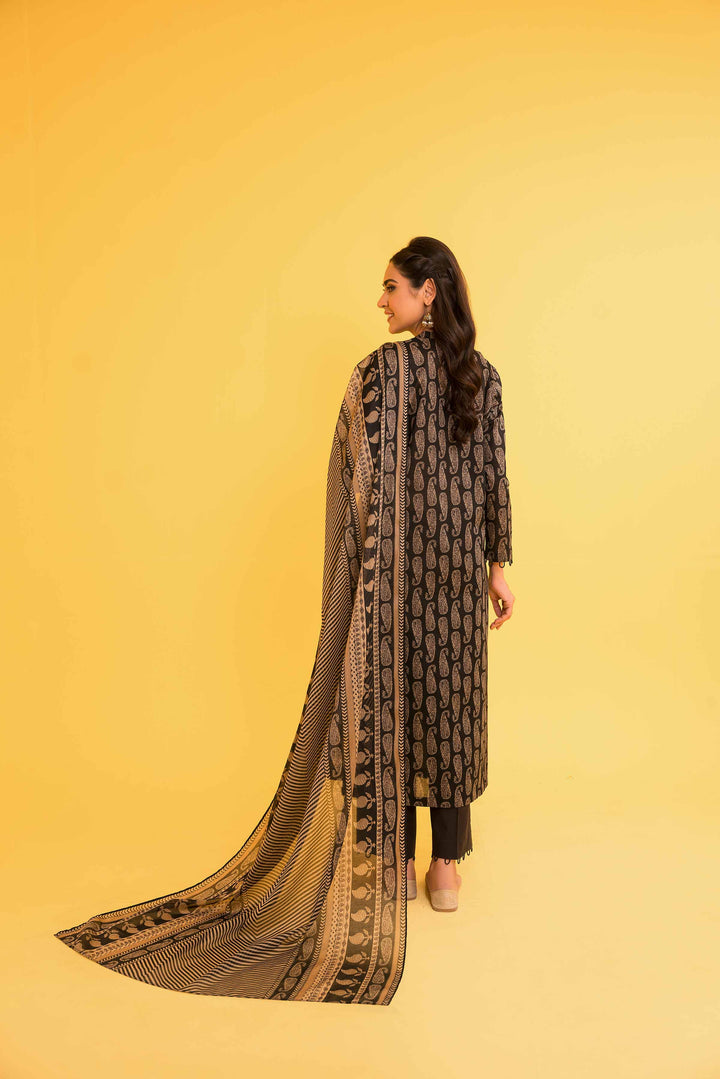 Lawn Black Unstitched Suit - Nishat