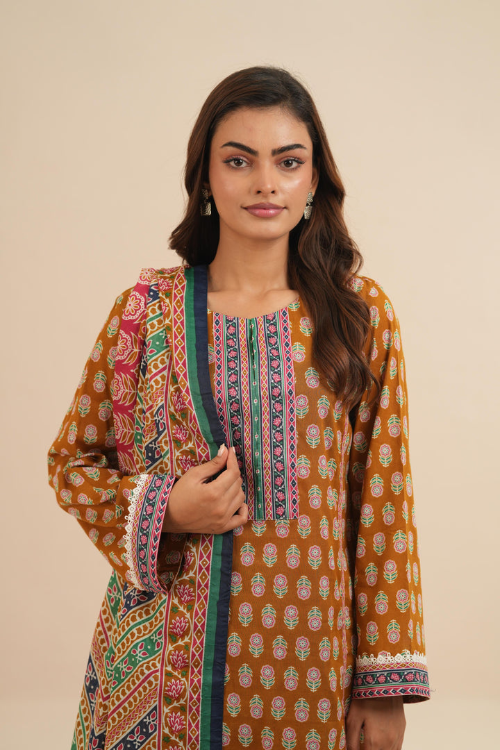 Lawn Mustard Stitched Suit - Nishat