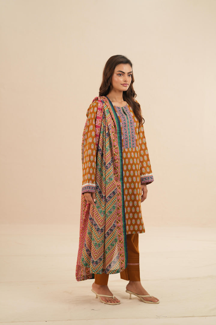 Lawn Mustard Stitched Suit - Nishat