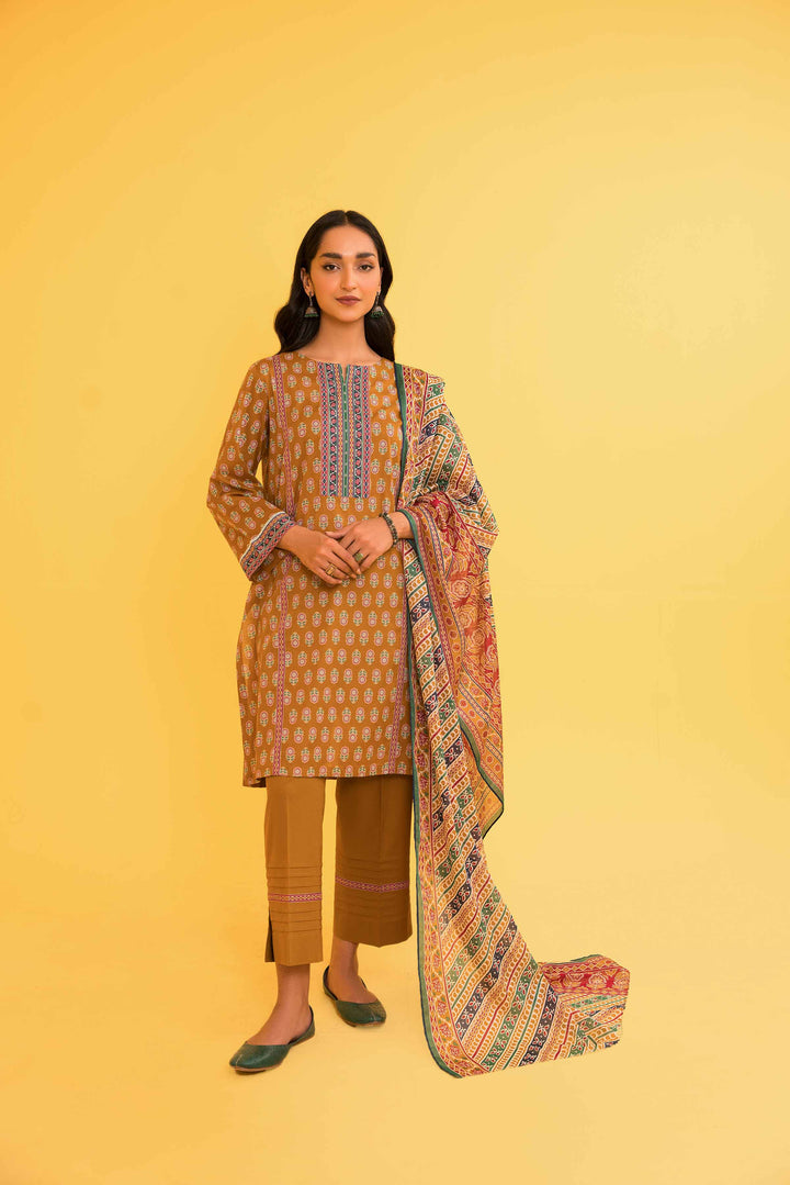 Lawn Mustard Unstitched Suit - Nishat