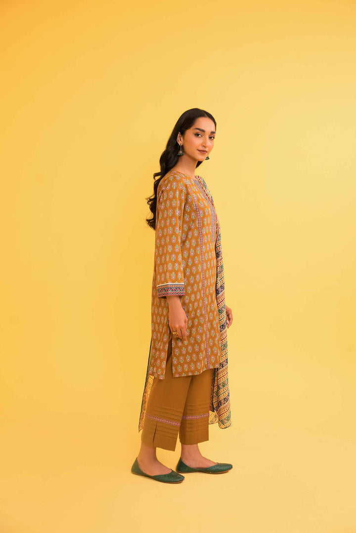 Lawn Mustard Unstitched Suit - Nishat